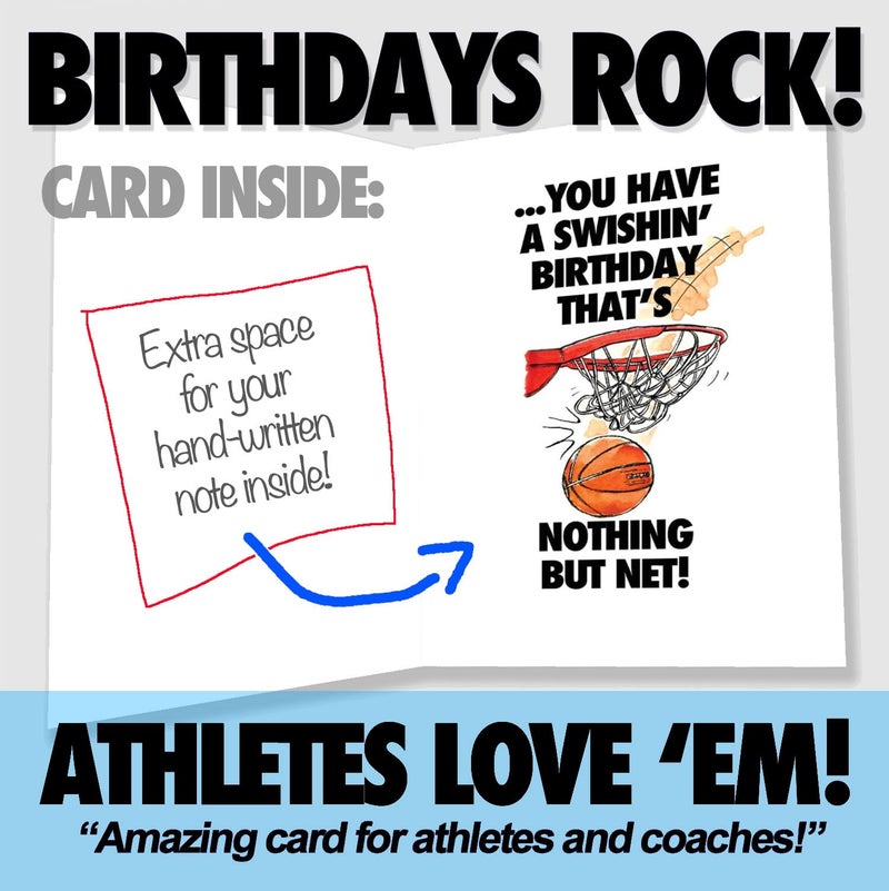 Play Strong Basketball Hoopin' Birthday Card 1-Pack (5x7) Power Player Illustrated Sports Birthday Cards Greeting Cards- Awesome for Basketball Players, Coaches and Fans Birthdays, Gifts and Parties! - Image 3